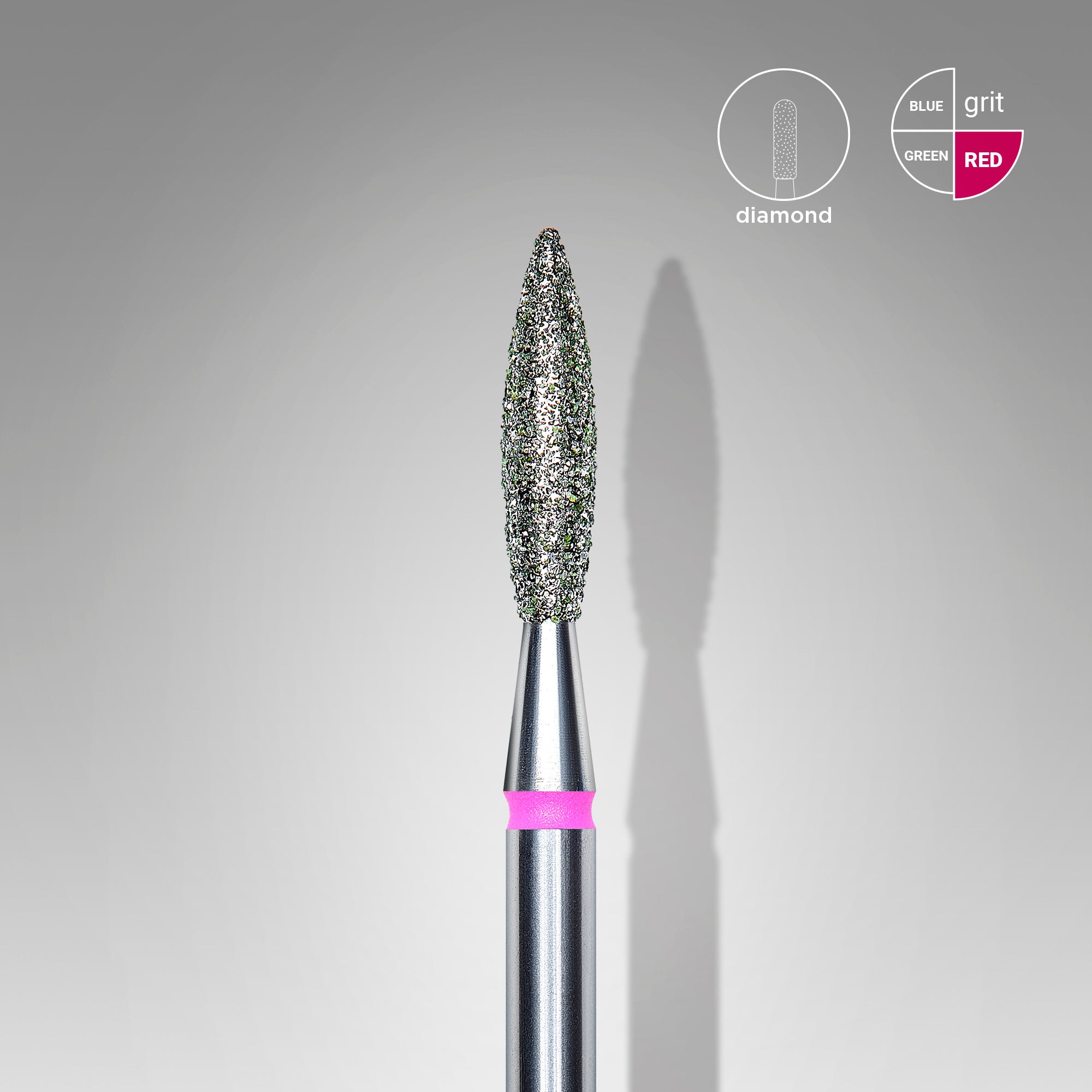 Diamond nail drill bit, "flame" , red, head diameter 2,3 mm/ working part 10 mm image 0
